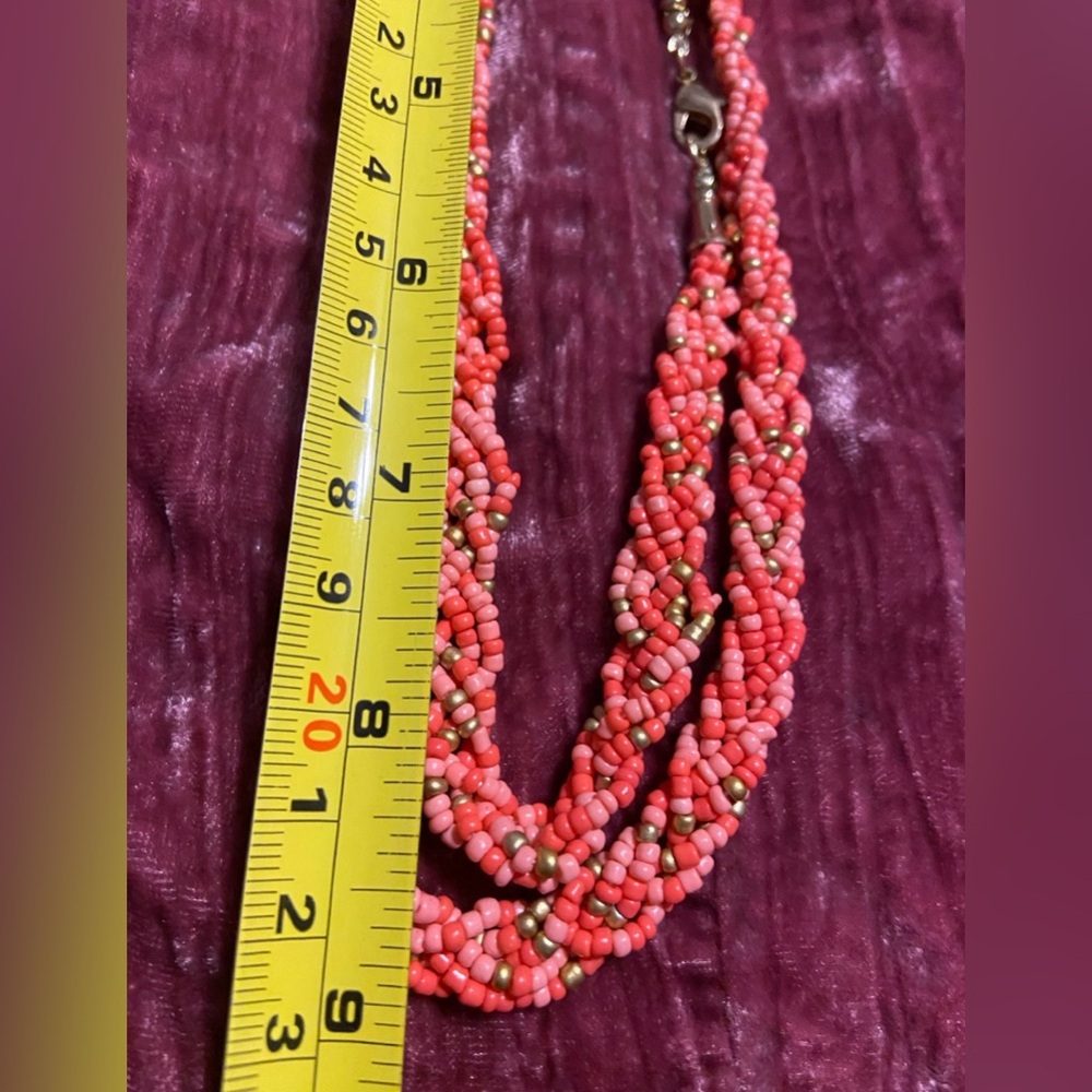 🏝️ Braided Coral Seed Bead 36” Necklace #9263 - Picture 6 of 6